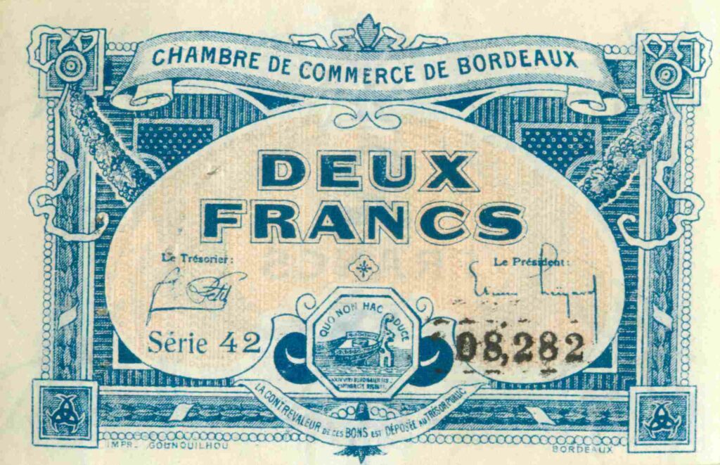 FRANCE Billet Chambre De Commerce De BORDEAUX (33) 2 Fr, 31 Déc. 1925