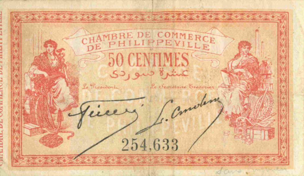ALGÉRIE billet Chambre de Commerce De PHILIPPEVILLE, 50 Cts, 10 Nov. 1915