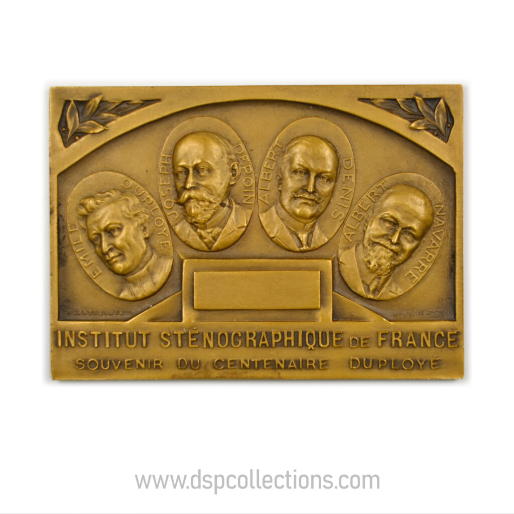 Médaille ou plaque, Institut Sténographique de France Paris.  DUPLOYÉ