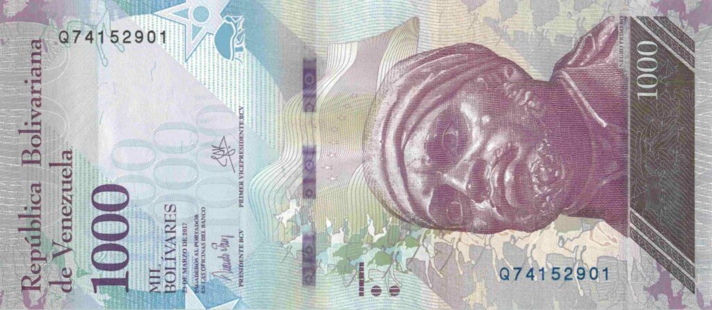 VENEZUELA billet de 1.000 Bolívares Negro Primero 23-03-2017