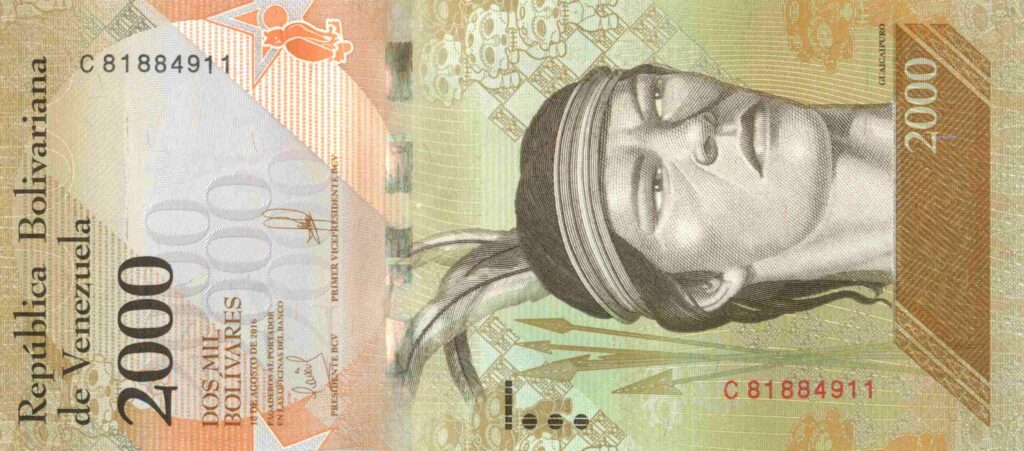 VENEZUELA billet de 2.000 Bolívares Guaicaipuro 18-08-2016