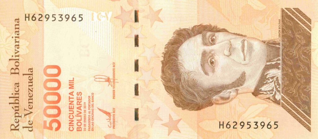 VENEZUELA billet de 50.000 Bolívares Simon Bolívar 22-01-2019