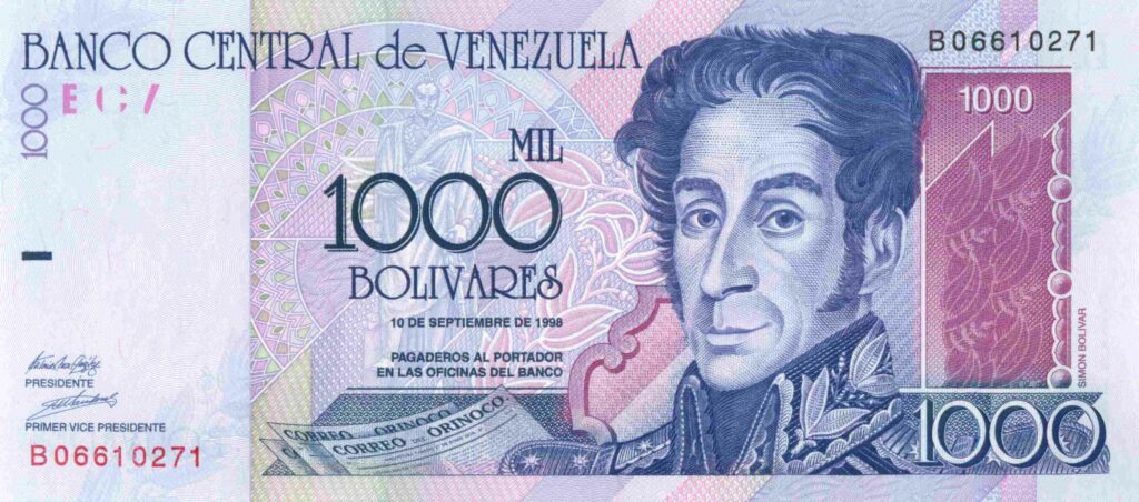 VENEZUELA billet de 1.000 Bolívares Simon Bolívar 10-09-1998