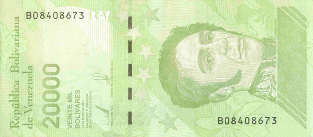VENEZUELA billet de 20.000 Bolívares Simon Bolívar 22-01-2019