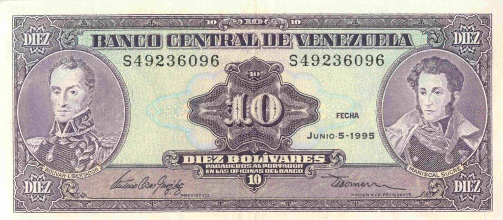 VENEZUELA billet de 10 Bolívares Mariscal Sucre 05-06-1995