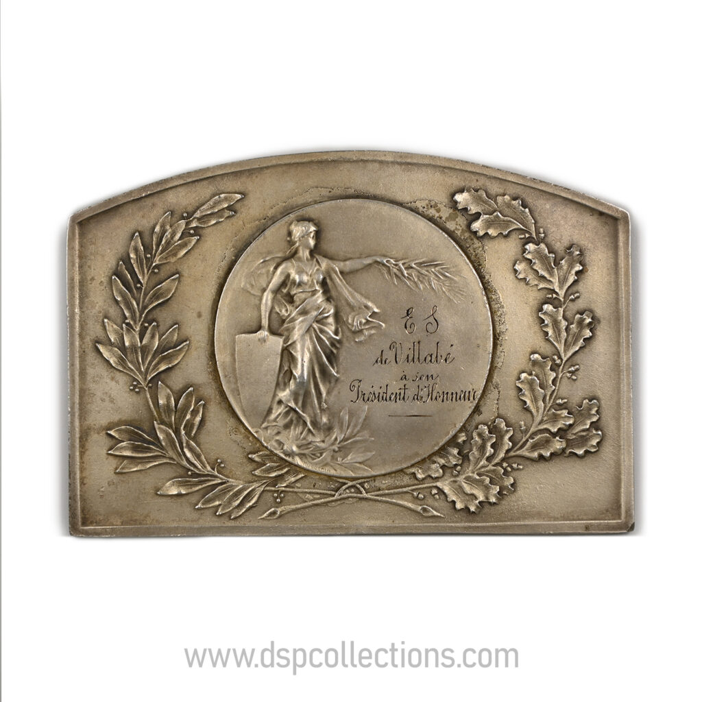 Médaille ou Plaque remerciement Villabé ( Essonne 91 ) signé Huguenin