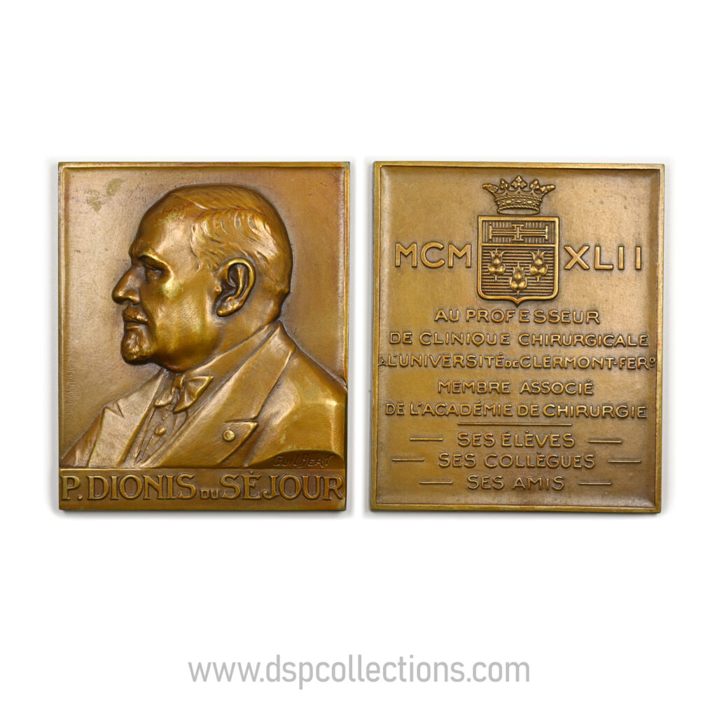 Médaille ou plaque Hommage à Pierre Dionis du Séjour par Guilbert 1942