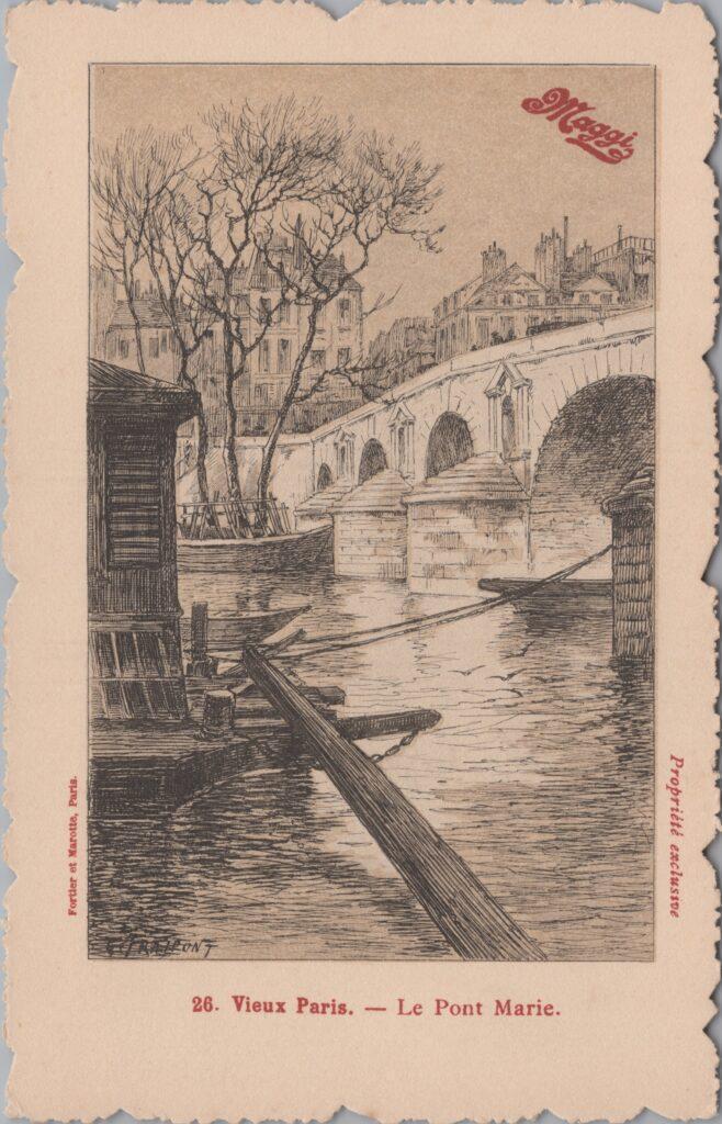 CPA publicitaire MAGGY - Vieux Paris, Le Pont Marie (75)