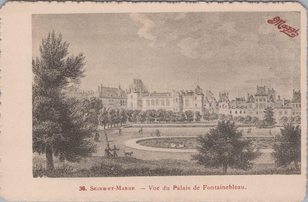 CPA publicitaire MAGGY - Seine et Marne, Vue du Palais de Fontainebleau (77)