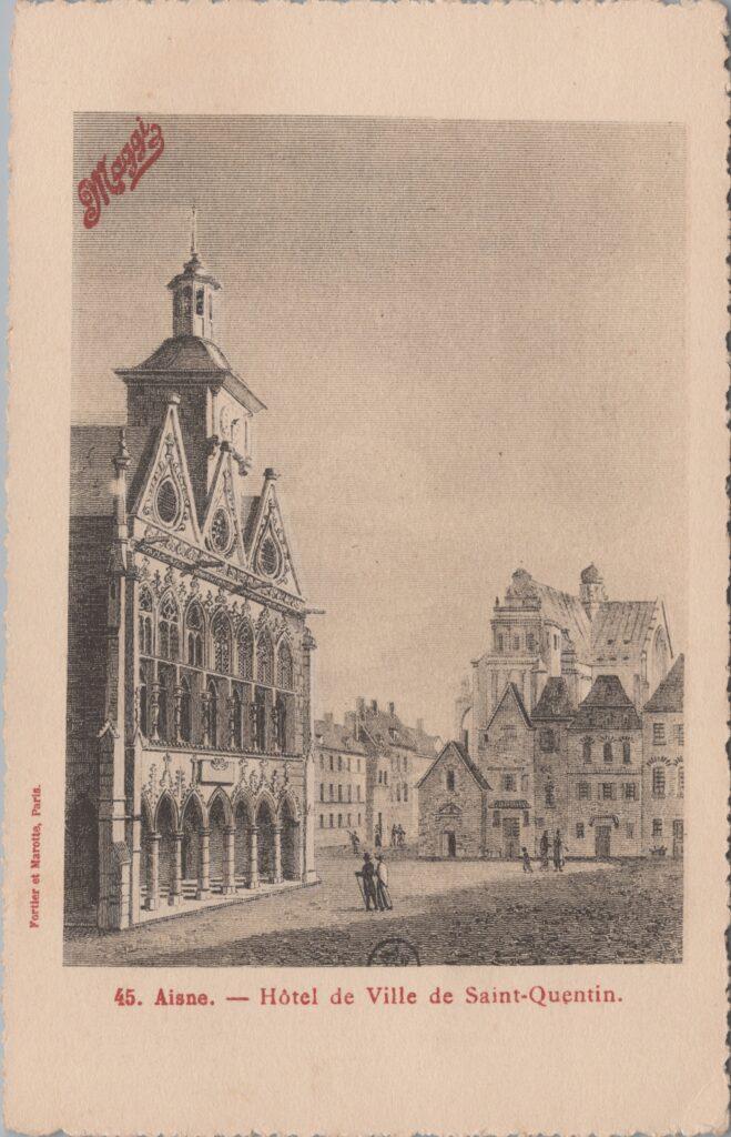 CPA publicitaire MAGGY - Aisne, Hôtel de Ville de Saint-Quentin (02)