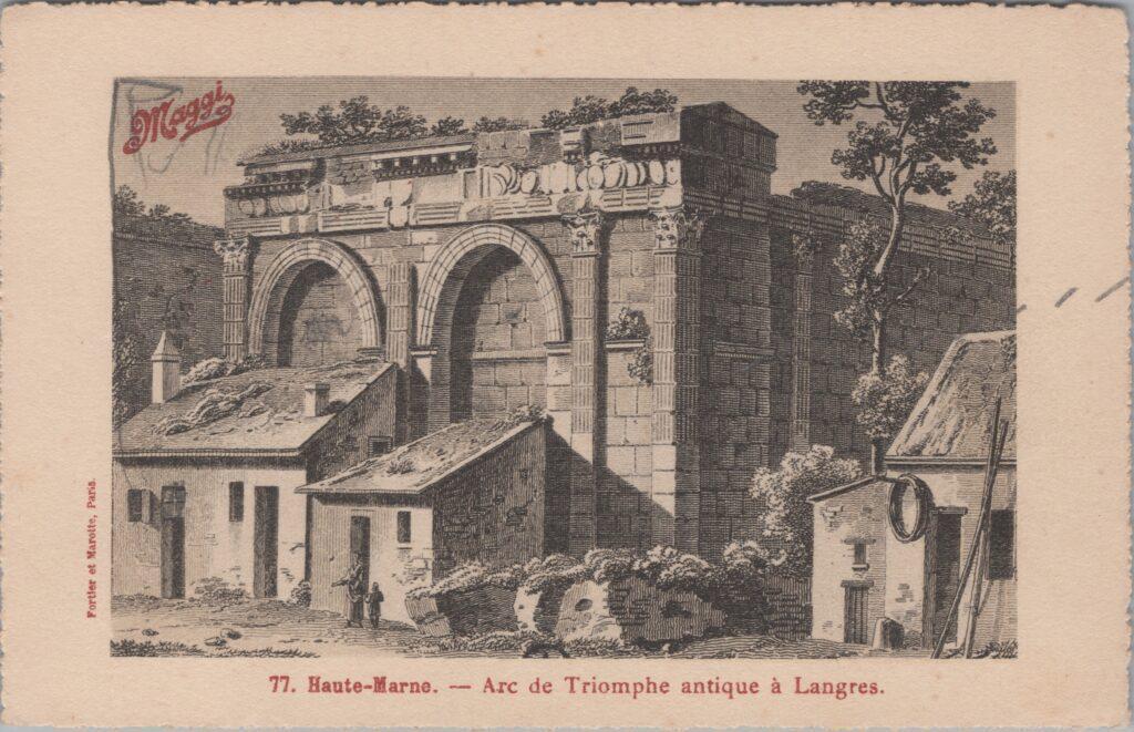 CPA publicitaire MAGGY - Haute Marne, Arc de Triomphe antique à Langres (52)