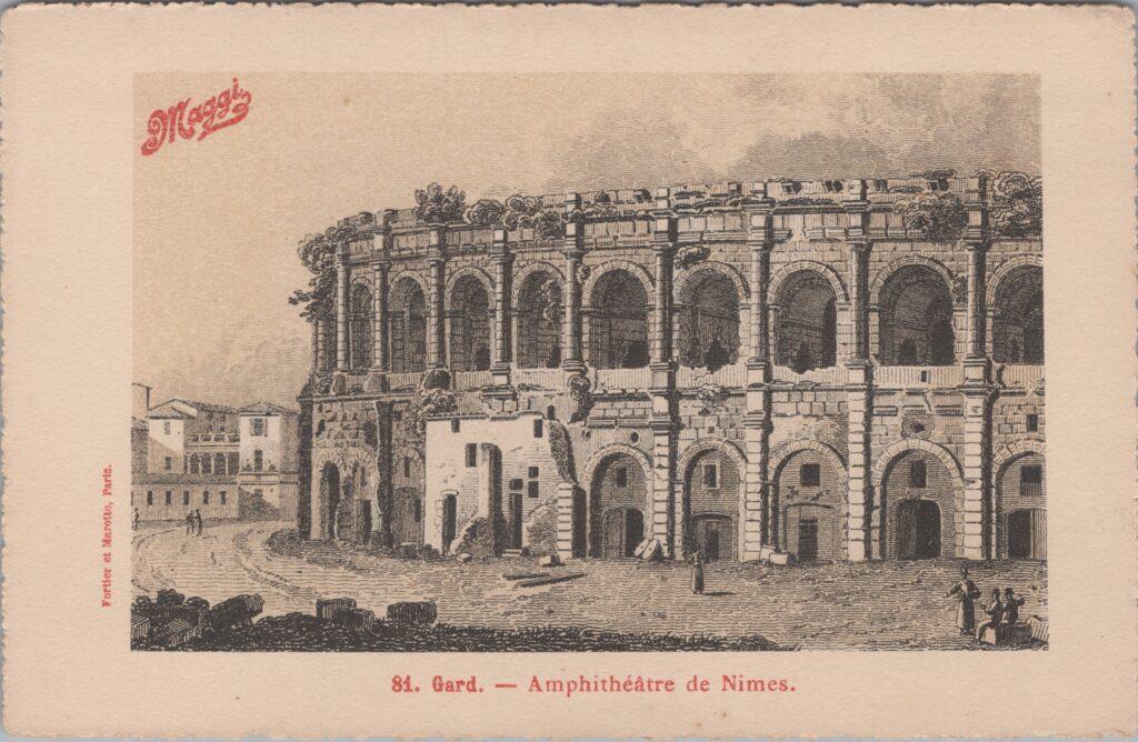 CPA publicitaire MAGGY - Gard, Amphithéâtre de NÎmes (30)