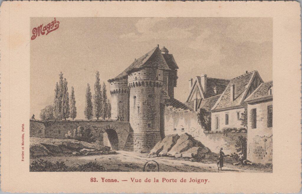 CPA publicitaire MAGGY - Yonne, Vue de la Porte de Joigny (89)