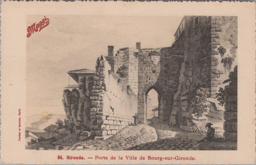 CPA publicitaire MAGGY - Gironde, Porte de la Ville de Bourg-sur-Gironde (33)