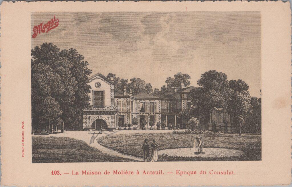 CPA publicitaire MAGGY - La Maison de Molière à Auteuil - Epoque du Consulat