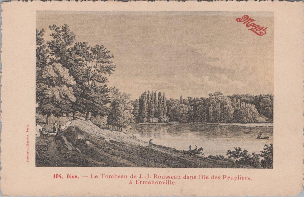 CPA publicitaire MAGGY - OISE, Le Tombeau de J. J. Rousseau à Ermenonville (60)