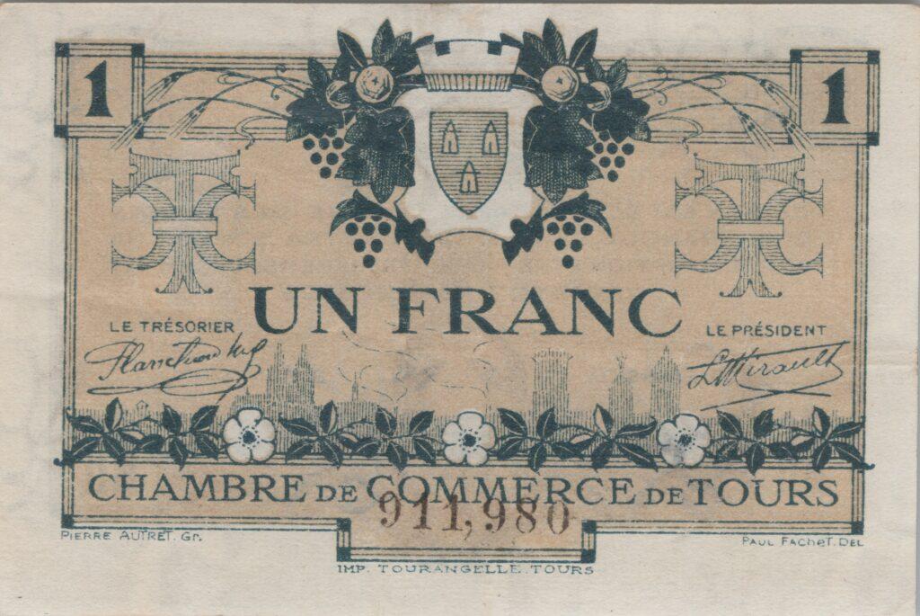 FRANCE billet Chambre de Commerce De TOURS (37) 50 Cts, 1 Août 1923