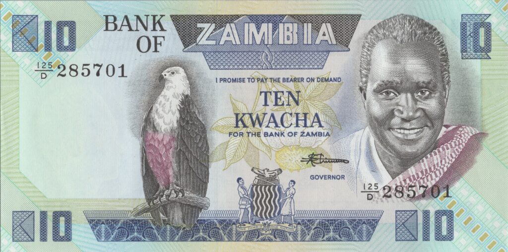 ZAMBIE billet de 10 Kwacha Président Kenneth Kaunda ND (1980-1988)