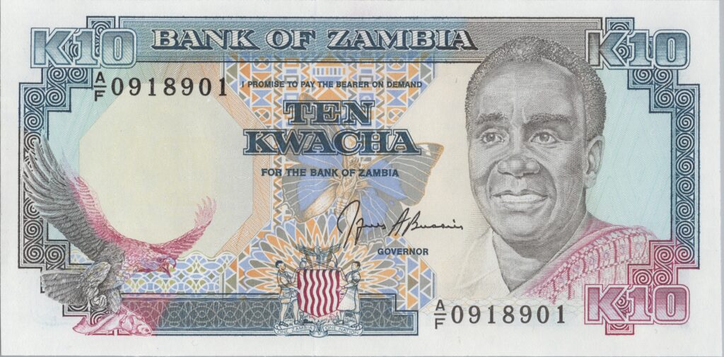 ZAMBIE billet de 10 Kwacha Président Kenneth Kaunda ND (1989/1991)