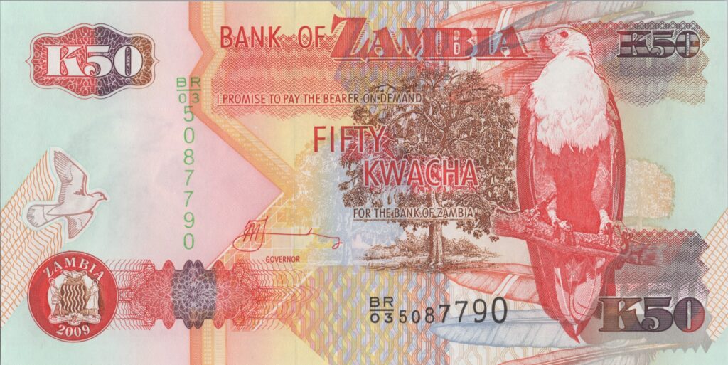 ZAMBIE billet de 50 Kwacha Aigle pêcheur 2009