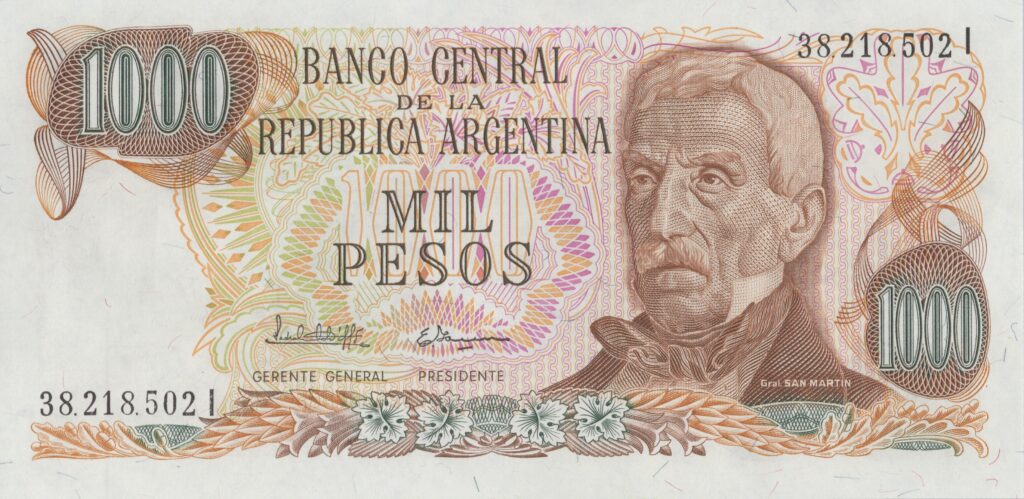 ARGENTINE billet de 1.000 Pesos ND (1976/83) Général José de San Martín