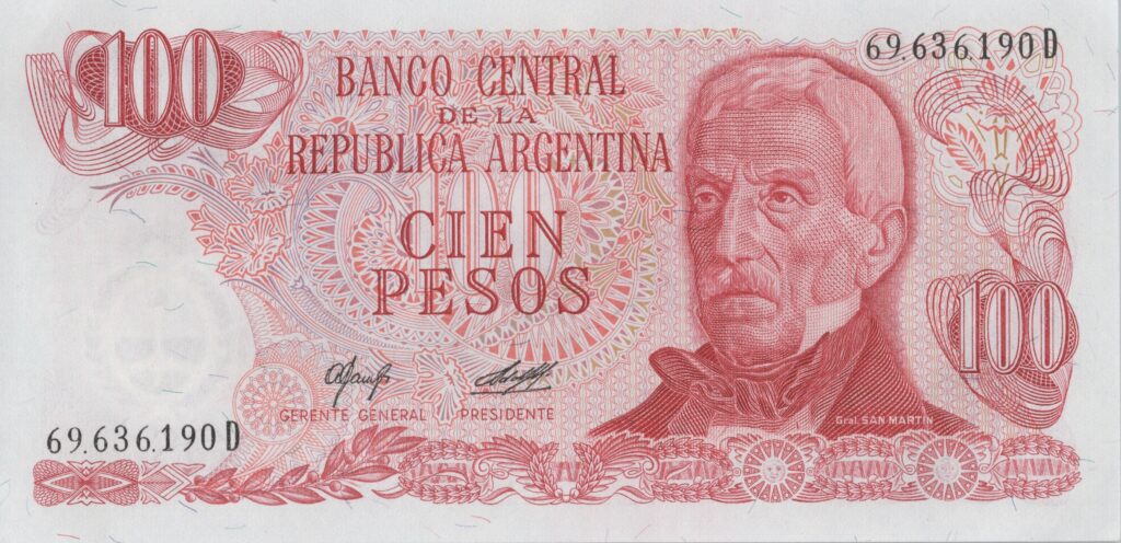 ARGENTINE billet de 100 Pesos ND (1976/78) Général José de San Martín