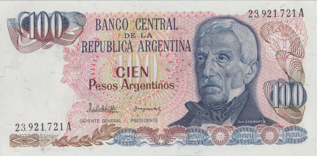 ARGENTINE billet de 100 Pesos ND (1983/85) Général José de San Martín