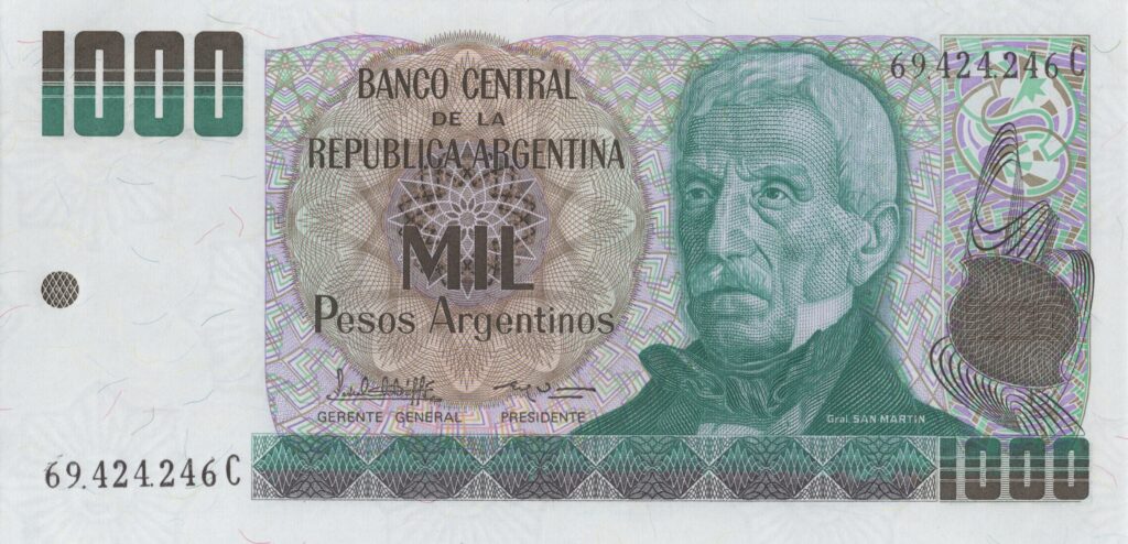 ARGENTINE billet de 1.000 Pesos ND (1983/85) Général José de San Martín
