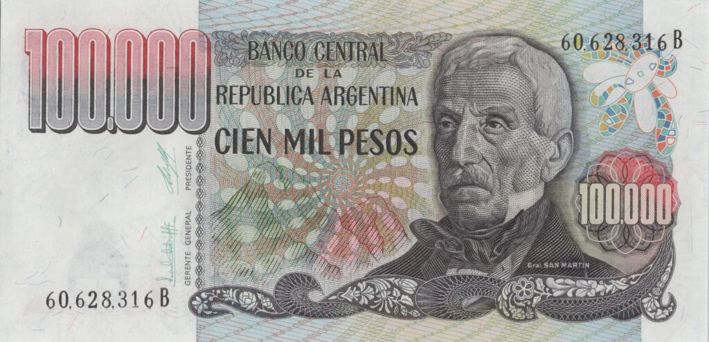 ARGENTINE billet de 100.000 Pesos ND (1979/83) Général José de San Martín