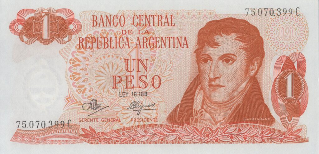 ARGENTINE billet de 1 Peso ND (1970/73) Général Manuel Belgrano