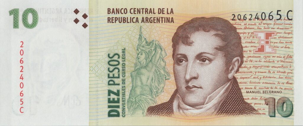 ARGENTINE billet de 10 Pesos ND (1998/03) Général Manuel Belgrano