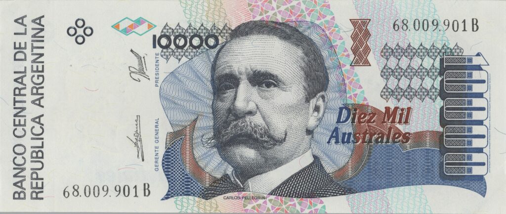 ARGENTINE billet de 10.000 Australes ND (1989/91) Carlos Pellegrini