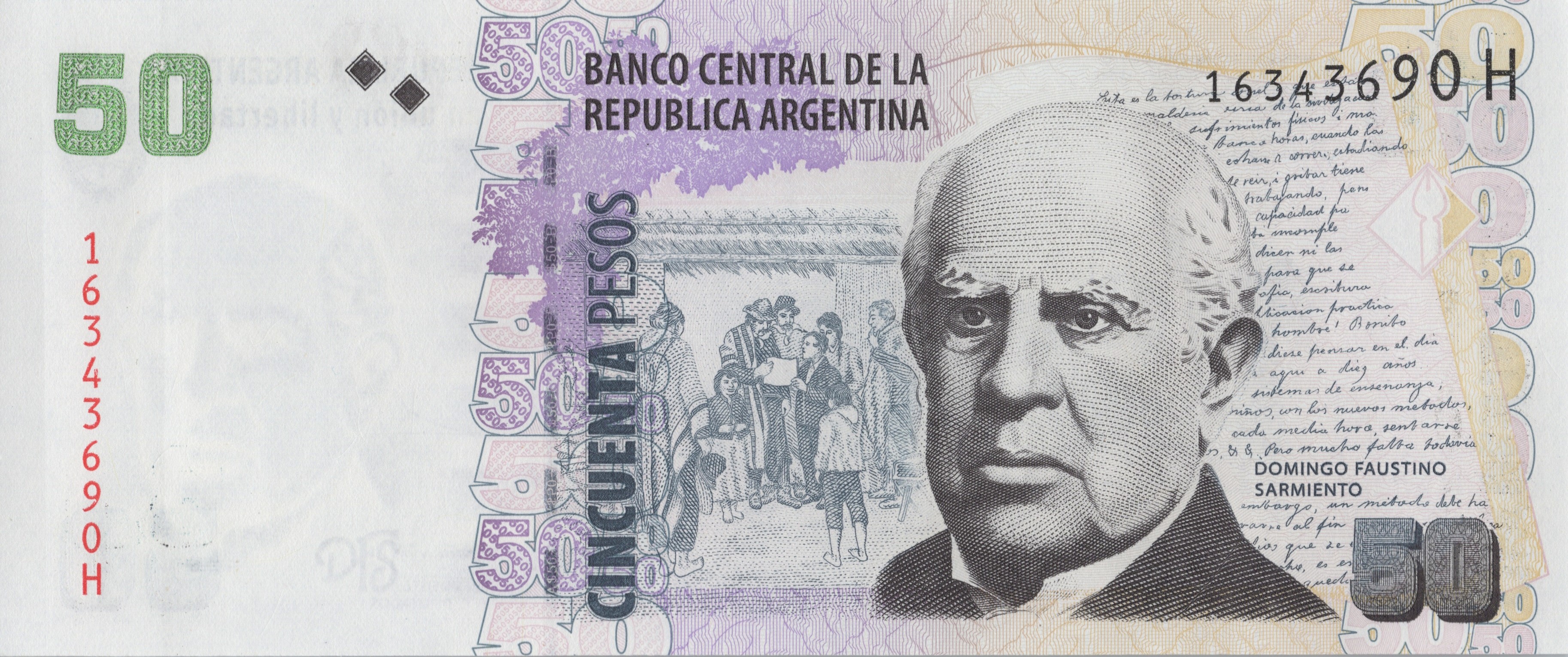 ARGENTINE billet de 50 Pesos ND (2003/15) General Domingo Faustino Sarmiento