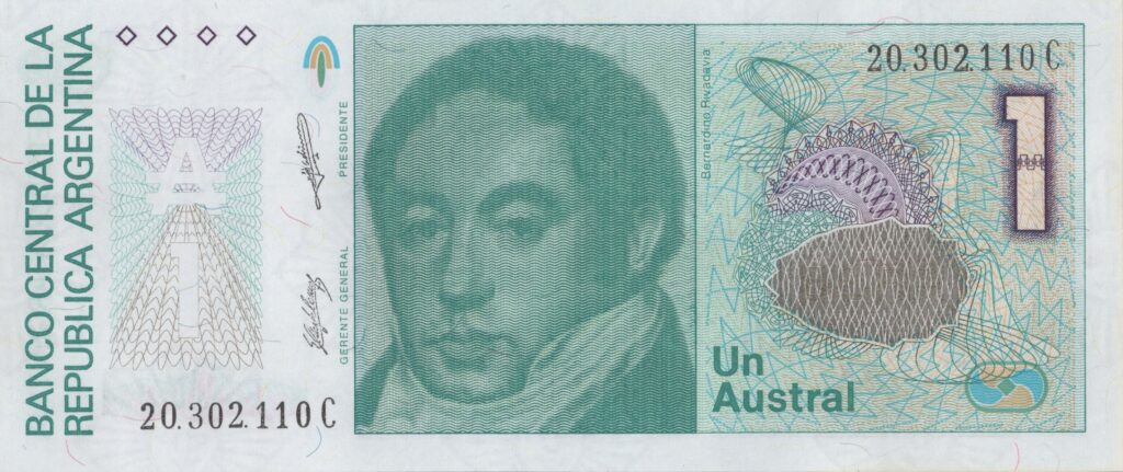 ARGENTINE billet de 1 Austral ND (1985/89) Commodore Bernardino Rivadavia