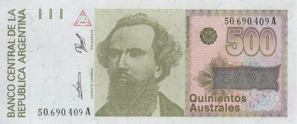 ARGENTINE billet de 500 Australes ND (1988/90) Dr. Nicolás Avellaneda