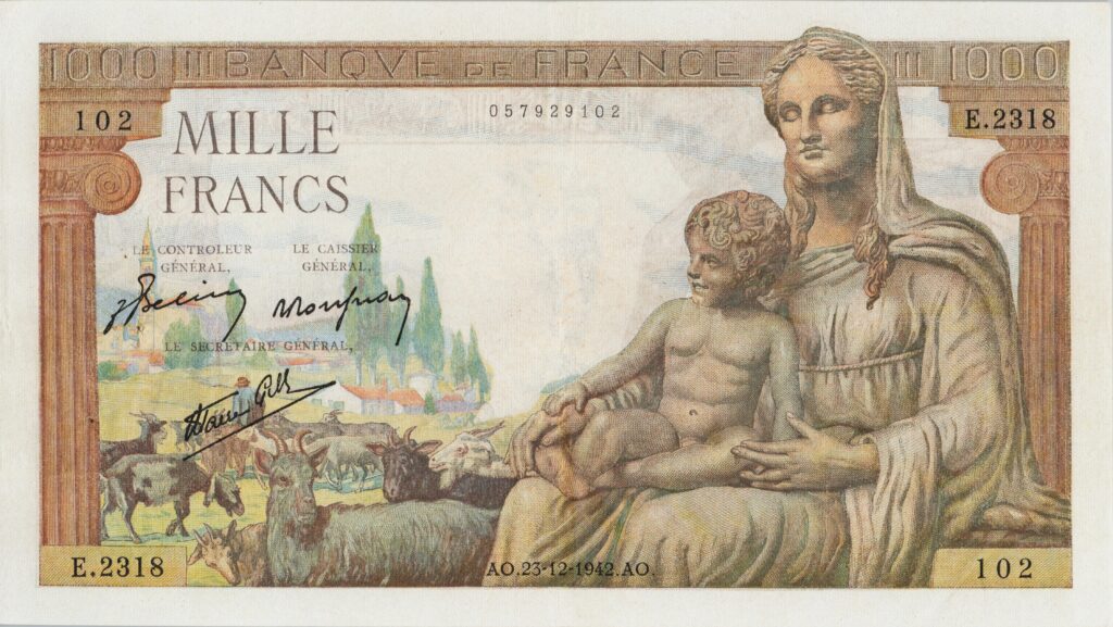 FRANCE billet de 1000 Francs Déesse Déméter 23-12-1942