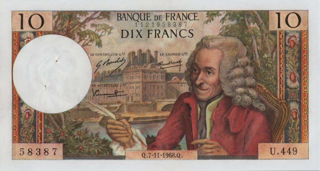 FRANCE billet de 10 Francs Voltaire 07-11-1968