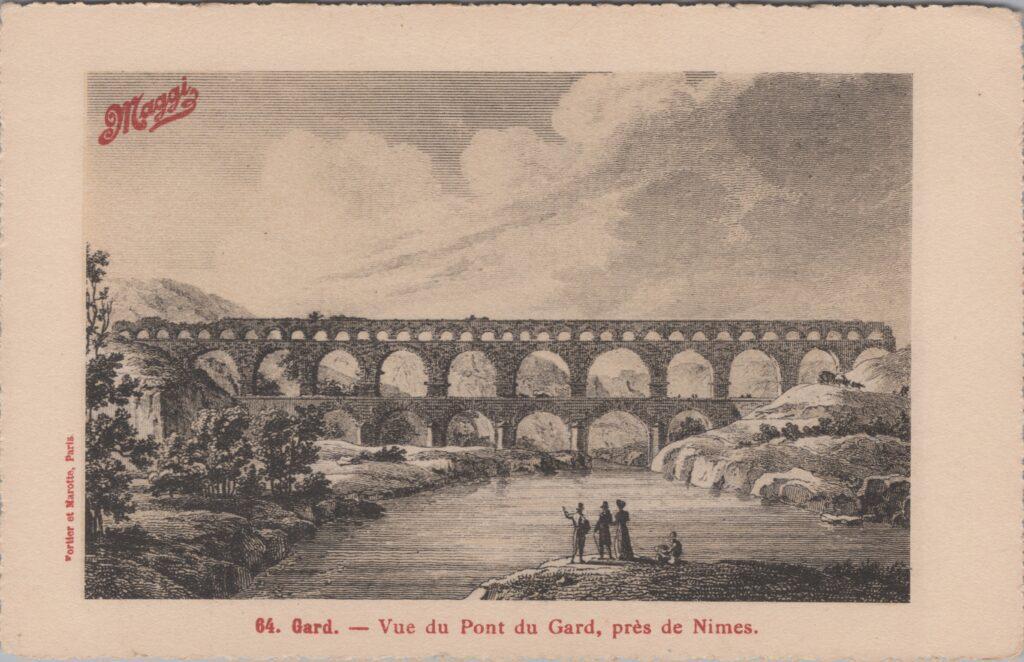 CPA publicitaire MAGGY - Gard, Vue du Pont du Gard, près de Nîmes (30)