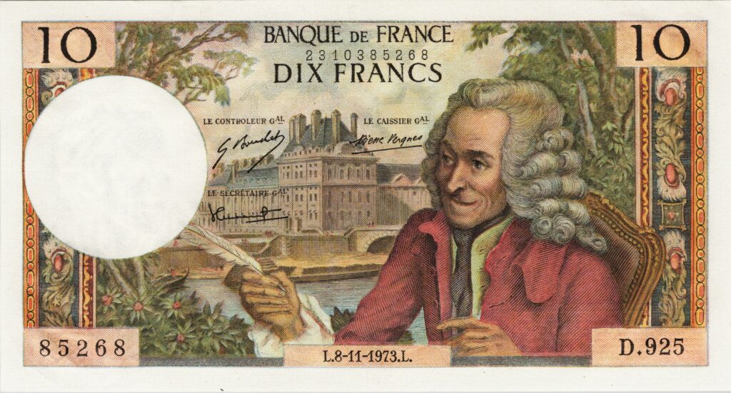 FRANCE billet de 10 Francs Voltaire 08-11-1973