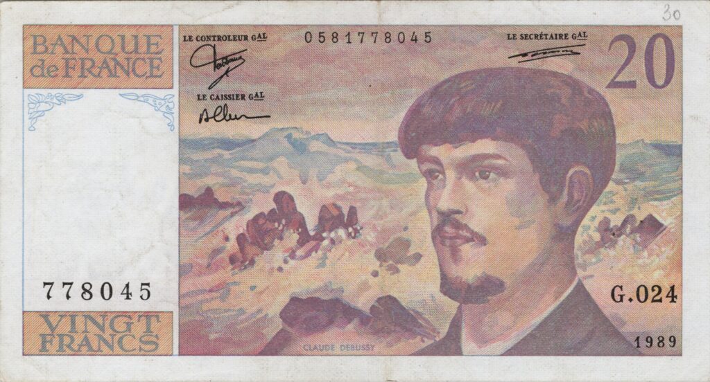 FRANCE billet de 20 Francs Claude Debussy 1989