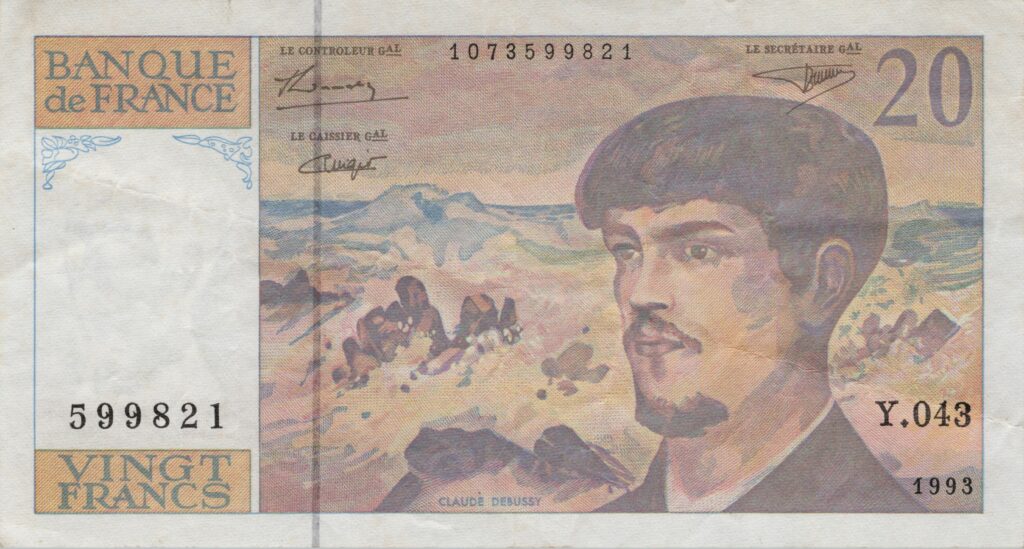 FRANCE billet de 20 Francs Claude Debussy 1993 à fil de sécurité