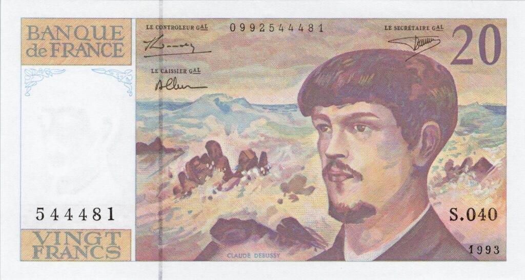 FRANCE billet de 20 Francs Claude Debussy 1993 à fil de sécurité