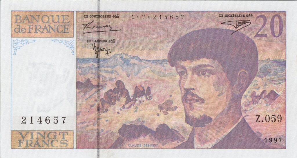 FRANCE billet de 20 Francs Claude Debussy 1997 modidié