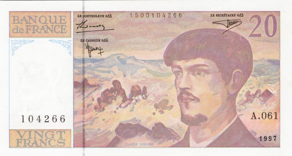 FRANCE billet de 20 Francs Claude Debussy 1997 modidié