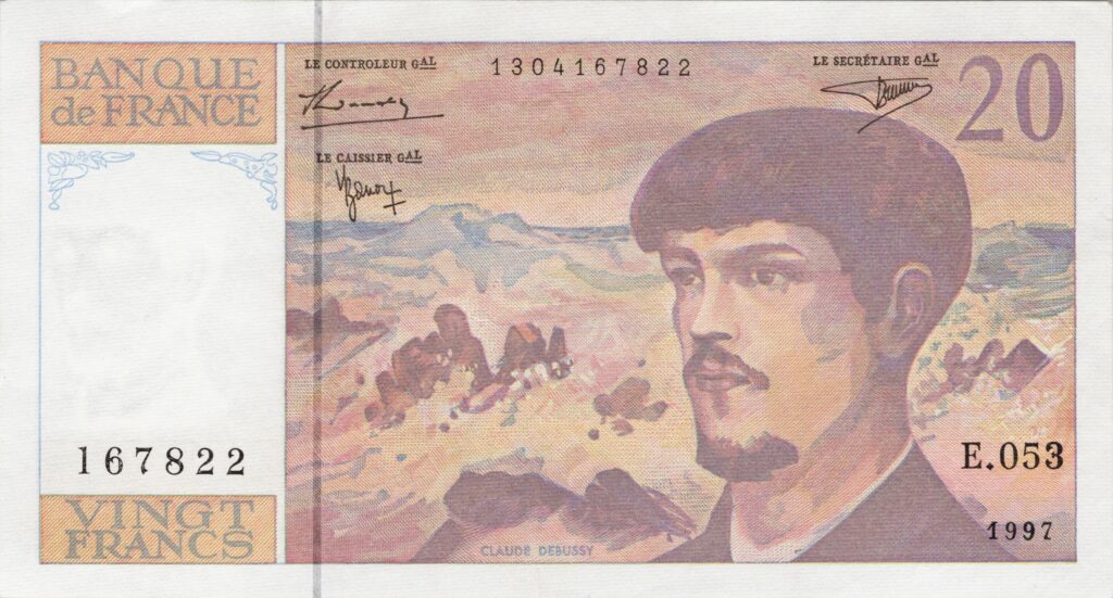 FRANCE billet de 20 Francs Claude Debussy 1997 modidié