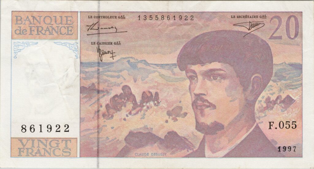 FRANCE billet de 20 Francs Claude Debussy 1997 modidié