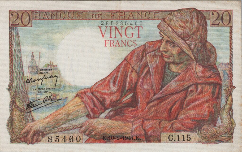 FRANCE billet de 20 Francs Pêcheur 10-02-1944