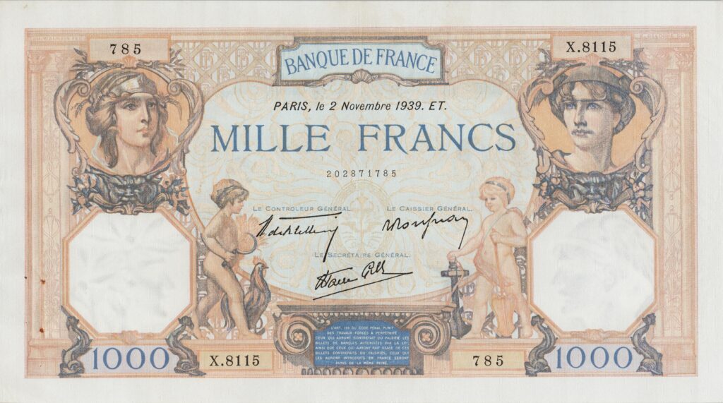 FRANCE billet de 1.000 Francs Cérès et Mercure 02-11-1939