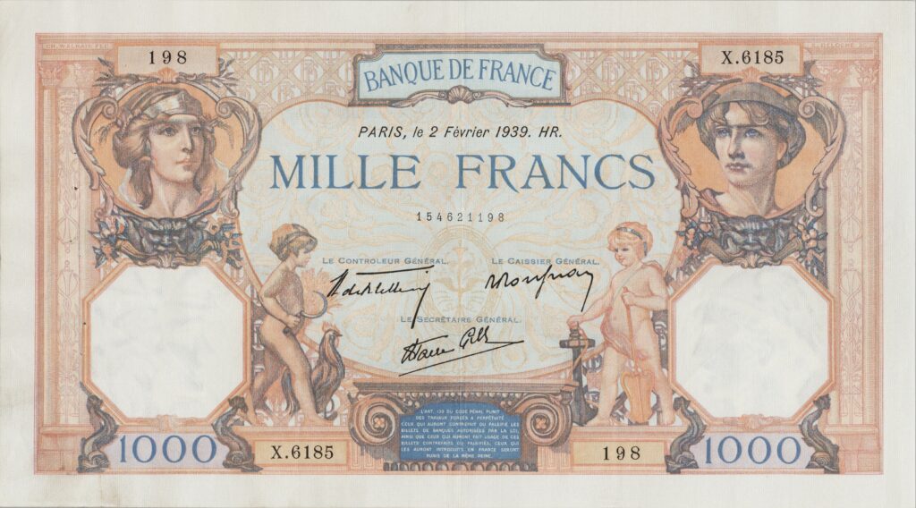 FRANCE billet de 1.000 Francs Cérès et Mercure 02-02-1939