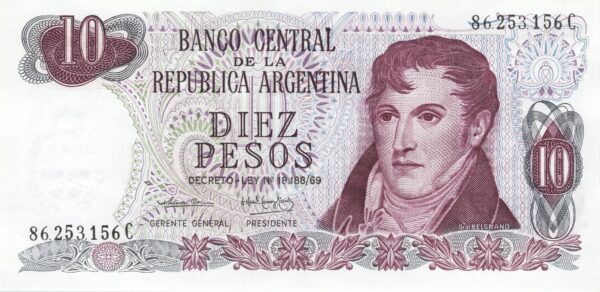 ARGENTINE billet de 10 Pesos ND (1973/76) Général Manuel Belgrano